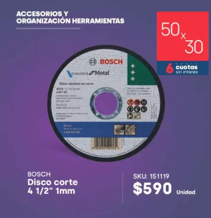 Bosch - Disco Corte 4 1/2" 1mm