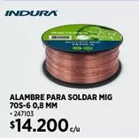 Indura - ALAMBRE PARA SOLDAR MIG 70S-6 0,8 Mm