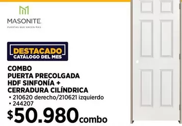 Más - Combo Puerta Precolgada Hdf Sinfonía + Cerraadura Cilindrica