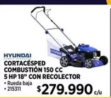 Hyundai - Cortacesped Combustion 150 Cc 5 Hp 18" Con Recolector