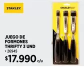 Stanley - Juego De Formones Thrifty 3 Und