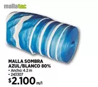 Malla Sombra Azul/blanco 80%