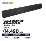 Malla Sombra Std Negra 80% 10 M