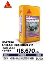 Sika - Mortero Anclaje grout-212