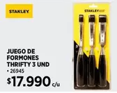Stanley - Juego De Formones Thrifty 3 Und
