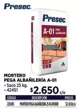 Presec - Mortero Pega Albañileria A-01