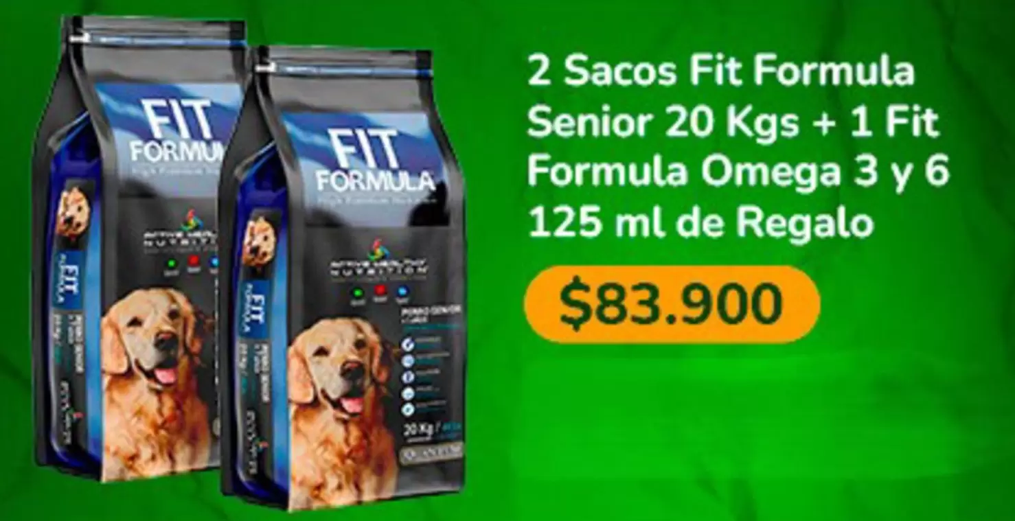 Omega - 2 Sacos Fit Formula Senior 20 Kgs + 1 Fit Formula 3 Y 6 125 Ml De Regalo