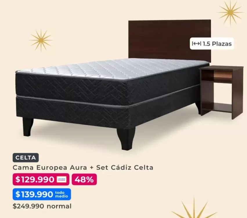 Celta - Cama Europea Aura + Set Cadiz
