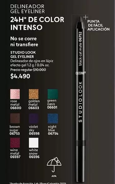 Metal - Gel Eyeliner 24h De Color Intenso