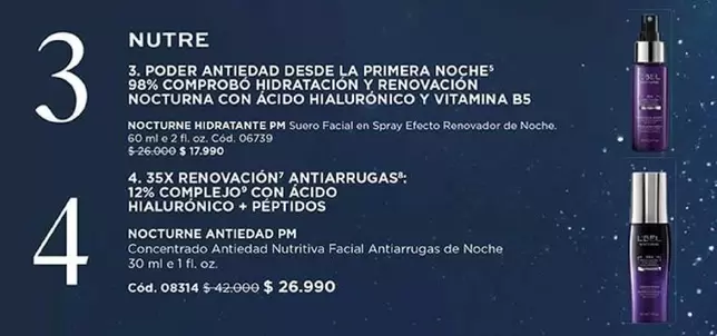 3, Poder Antiedad Desde La Primera Noche 3,30% Comprosba Hiropación Y Vernovación Nocturna Con Acido Hialuronnico Vitamina B5