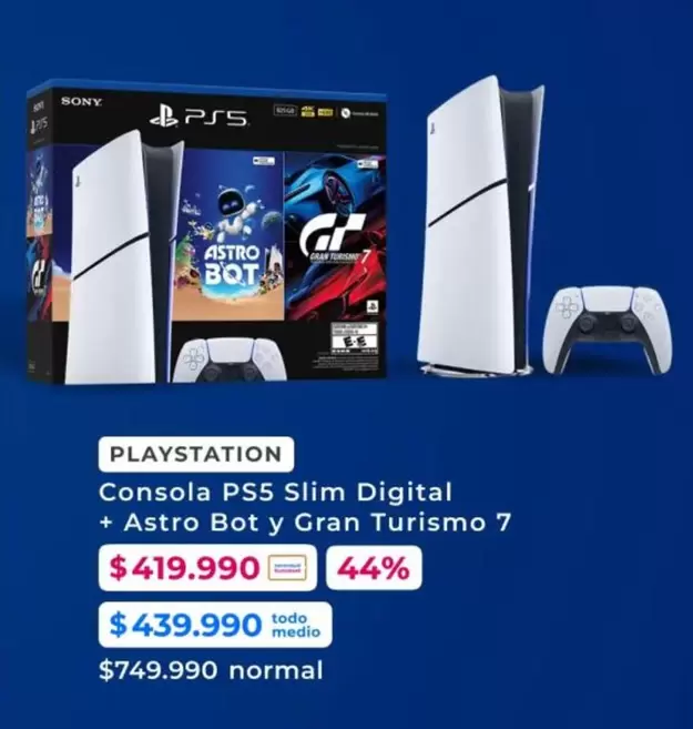 SONY - Consola Ps5 Slim Digital + Astro Bot Y Gran Turismo 7
