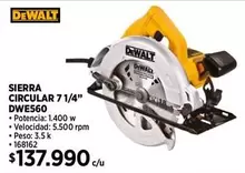 Dewalt - Sierra Circular 7 1/4" DWE560