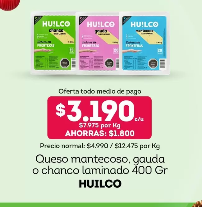 Huilco - Queso mantecoso, Gauda o banco laminado