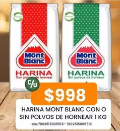 Mont Blanc - Harina Blanc Con O Sin Polvos De Hornear