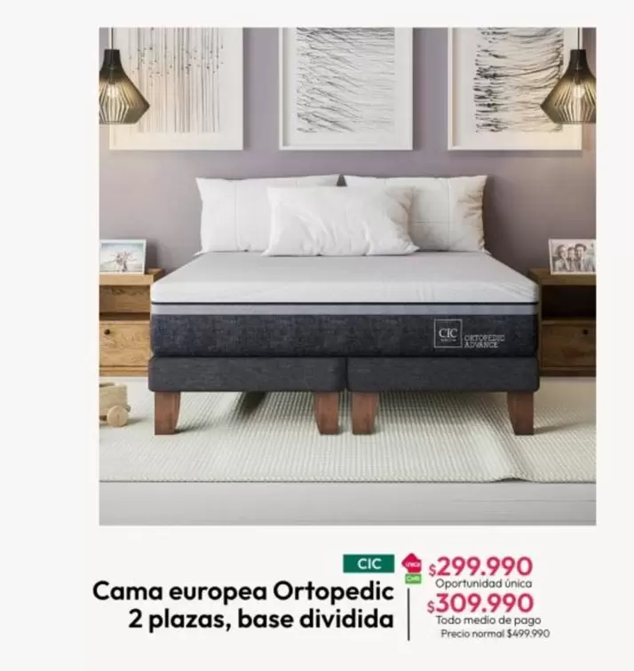 Cic - Cama europea Ortopedic 2 plazas, base Dividida