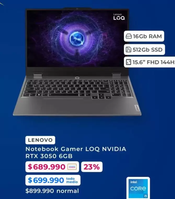 Lenovo - Notebook Gamer Loq Nvidia Rtx 3050 6gb