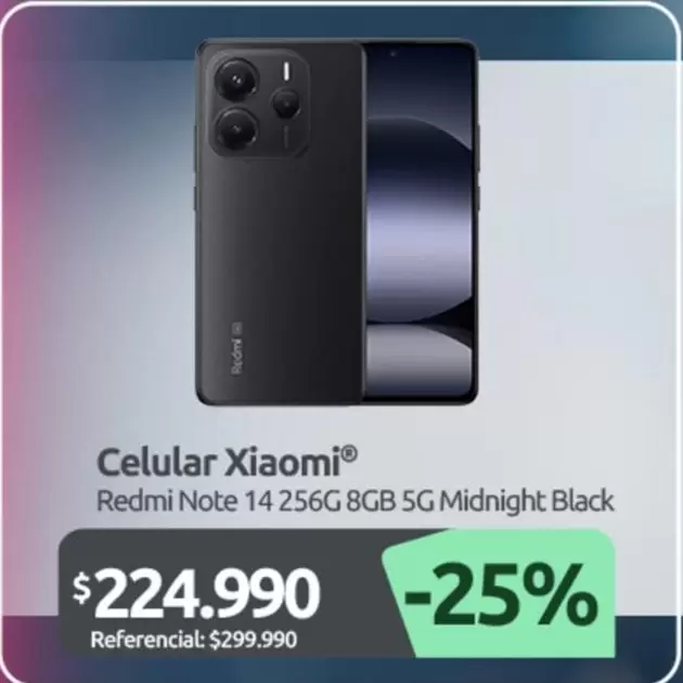 Xiaomi - Celular Redmi Note 14 256g 8gb 5g Midnight Black