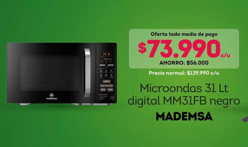 Mademsa - Microondas Digital Mm31fb Negro
