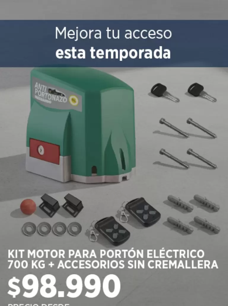 Kit Motor Para Portón Eléctrico + Accesorios Sin Cremallera