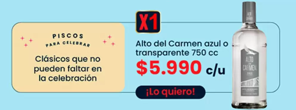 Carmen - Alto Del Azul O Transparente 750 Cc