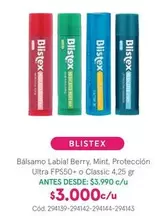 Blistex - Bálsamo Labial Berry, Mint, Proteccion Ultra FPS50+ O Classic