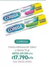 Corega - Crema Adhesiva Sin Sabor O Menta
