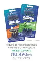 Gillette - Máquina De Afeitar Desechable Sensitive O Comfortgel