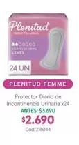Plenitud - Protector Diario De Incontinencia Urinaria x24
