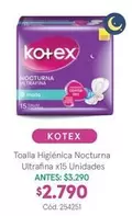 Kotex - Toalla Higiénica Nocturna Ultrafina X15