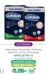 Cotidian - Ropa Interior Nocturna Talla P/M O G/Xg, 20 Unidades