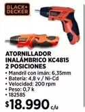 Black & Decker - Atornillador Inalámbrico Kc4815 2 Posiciones