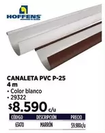 Hoffens - Canaleta Pvc P-25 4 M