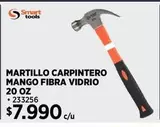 SMART TOOLS - Martillo Carpintero Mango Fibra Vidrio 20 Oz