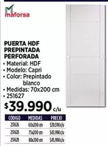 Capri - Puerta Hdf Prepintada Perforada