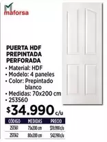 Puerta Hdf Prepintada Perforada