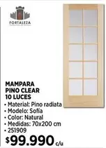 Clear - Mampara Pino  10 Luces