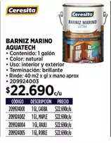 Ceresita - BARNIZ MARIO AQUATECH