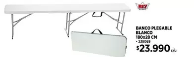 Rey - Banco Plegable Blanco 180x28 Cm