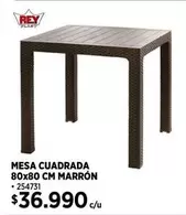 Rey - Mesa Cuadrada 80x80 Cm Marron