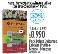 Pack Baisse Balsamo Labialales Frutilla+ Mango+manzana