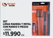 Metal - Limas Madera Y  Con Mango 5 Piezas