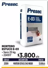 Presec - Mortero Estuco E-03