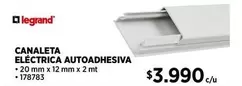 Legrand - Canaleta Eléctrica Autoadhesiva