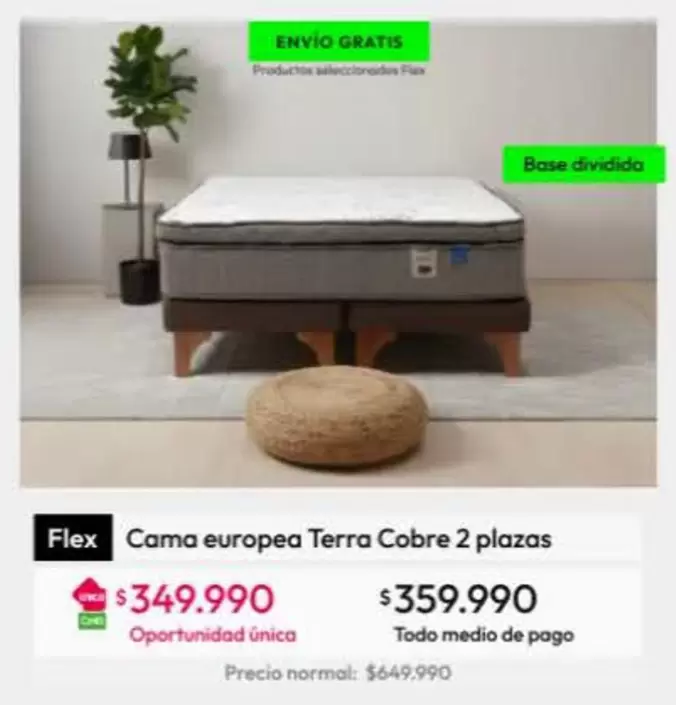 Flex - Cama Europea Terra Cobre 2 Plazas