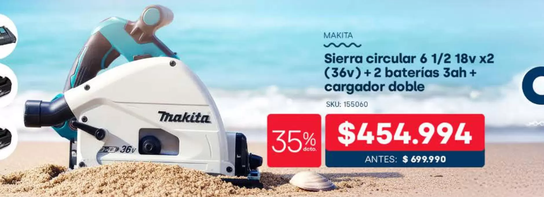 Makita - Sierra Circular 6 1/2 18v X2 (3gv + 2 Baterias 3ah + Cargador Doble