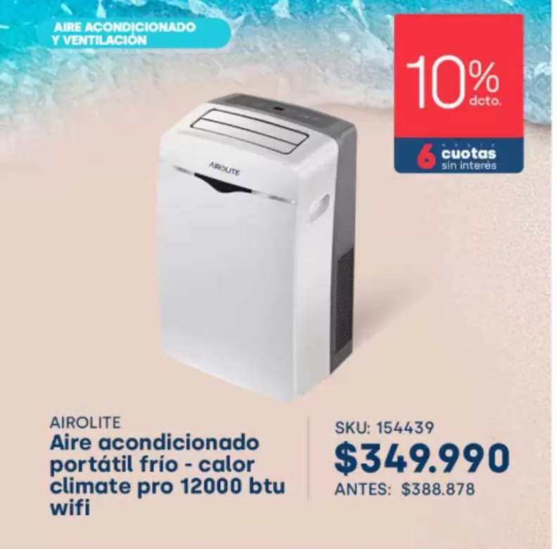 Airolite - Aire Acondicionado Portátil Frio - Calor Climate Pro 12000 Btu Wifi