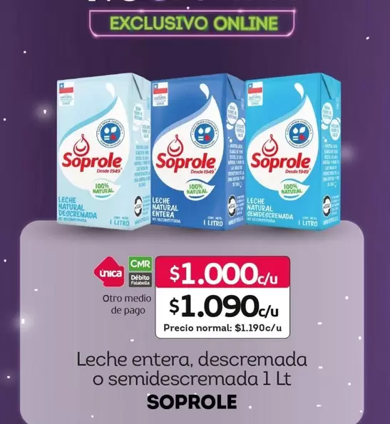 Soprole - Leche Entera, Descremada O Semidescremada