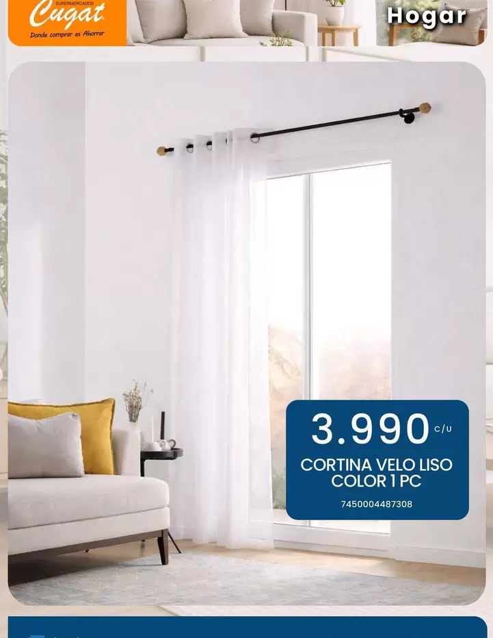 Cugat - Cortina Velo Liso Color 1 Pc