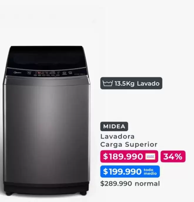 Midea - Lavadora Carga Superior