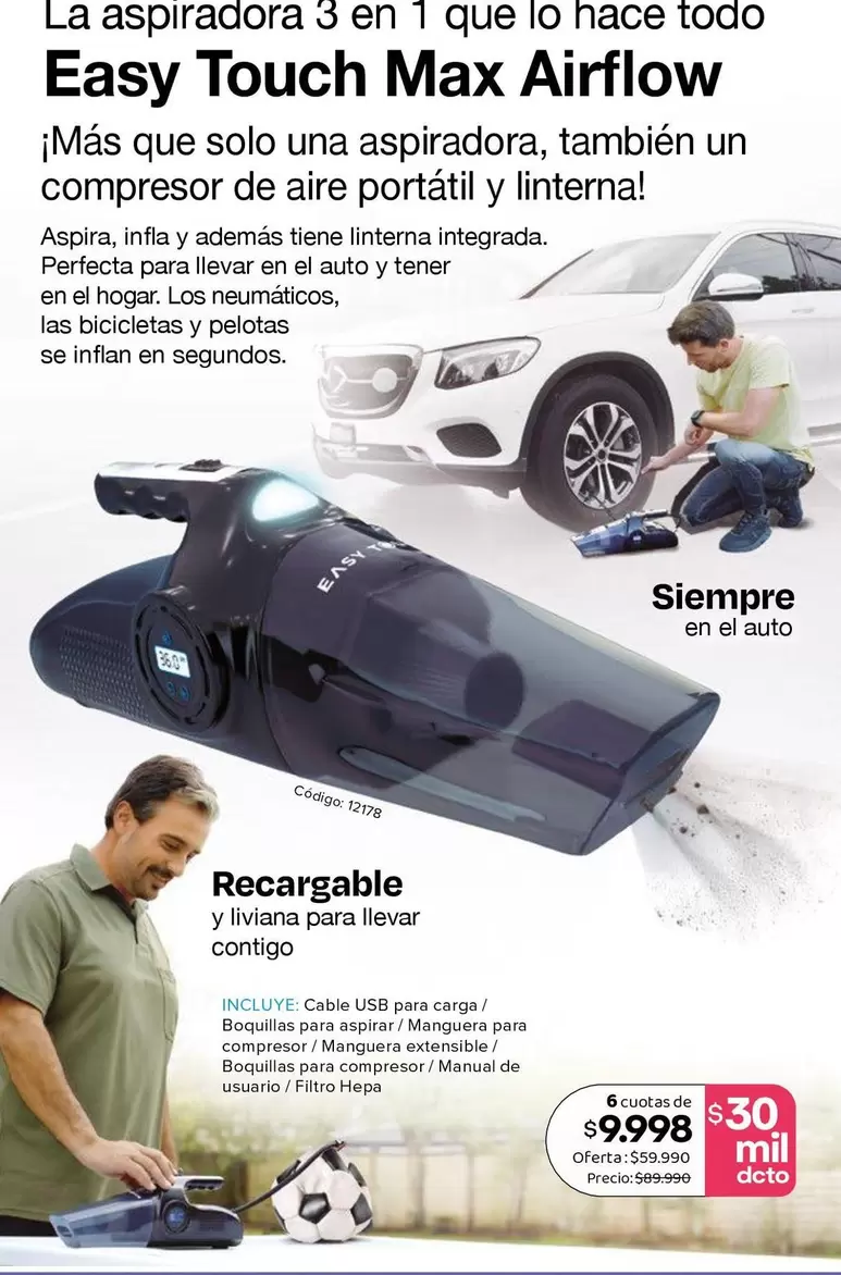 Perfecta - La Aspiradora 3 En 1 Ace Todo Easy Touch Max Airflow